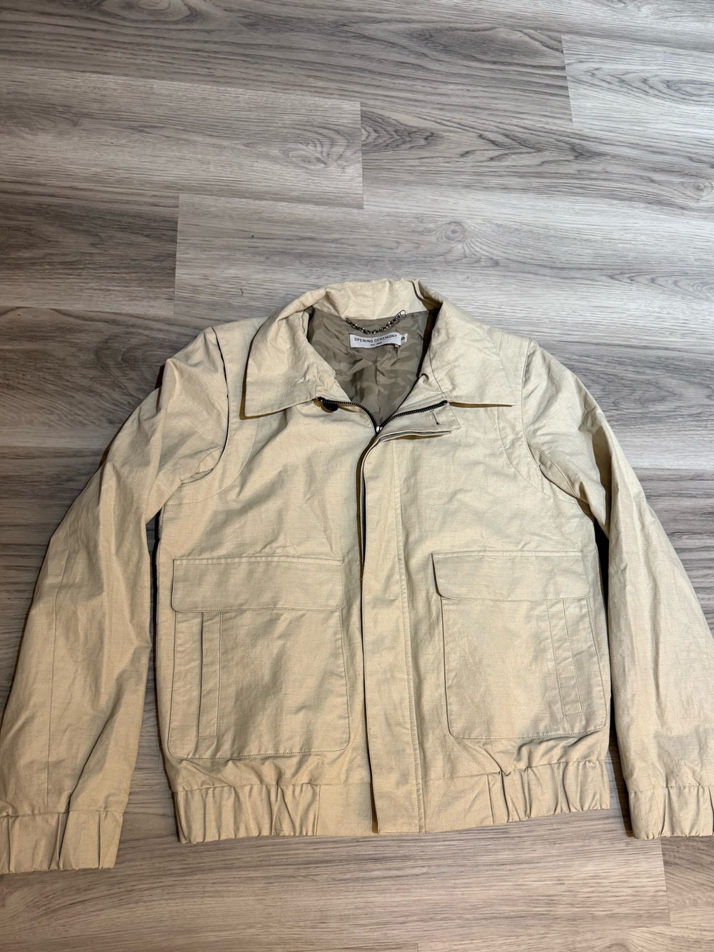 Opening Ceremony Light Beige Zip-Up Shirt Jacket